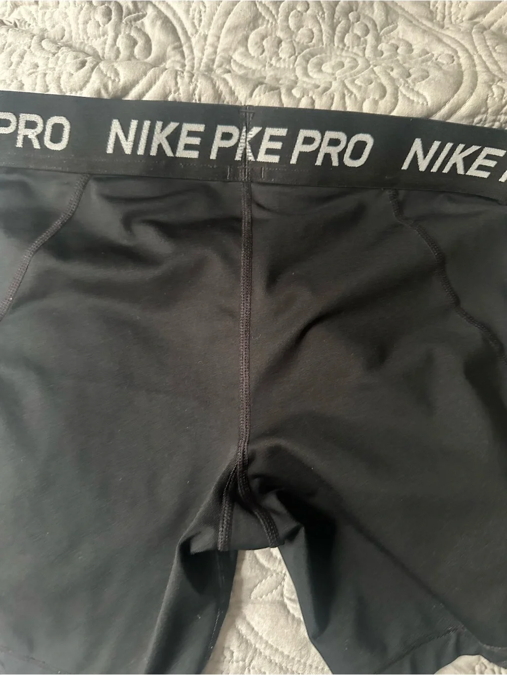 Nike Black Compression Shorts with White Logo